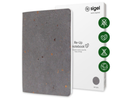 sigel Carnet de notes Re-Up, A5, ligné, gris foncé
