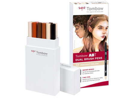 TOMBOW Feutre double pointe 'DUAL BRUSH PEN ABT', set de 12