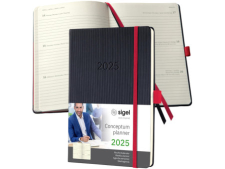 sigel Agenda planning Conceptum 2026, env. A5, noir/rouge