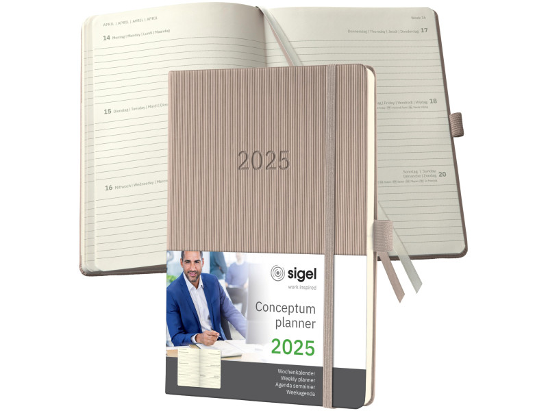 sigel Agenda planning Conceptum 2026, env. A5, taupe