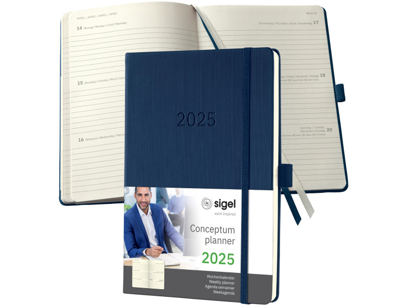 sigel Agenda planning Conceptum 2026, env. A5, bleu foncé