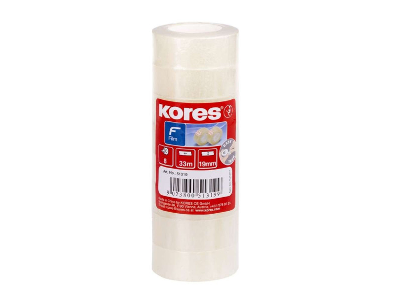 Kores Ruban adhésif TUBE 19 mm x 33 m, transparent