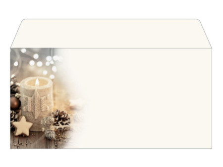 papier Enveloppe à motif de Noël 'Beige Christmas Candle'