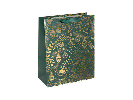 sigel Sac cadeau de Noël 'Golden ornaments on green', grand
