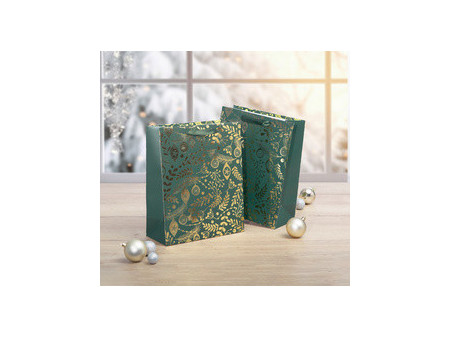 sigel Sac cadeau de Noël 'Golden ornaments on green', petit