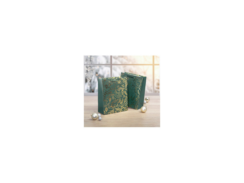sigel Sac cadeau de Noël 'Golden ornaments on green', petit