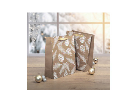 sigel Sac cadeau de Noël 'Pine cones and pine branches'