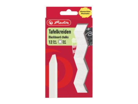herlitz Craie pour tableau, blanc, étui en carton de 12
