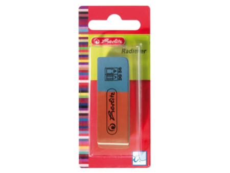 herlitz Gomme en caoutchouc naturel, couleur: bleu/rouge