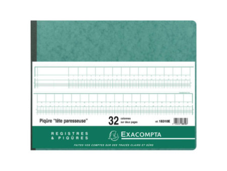 EXACOMPTA Piqûre tête paresseuse, 32 colonnes sur 2 pages