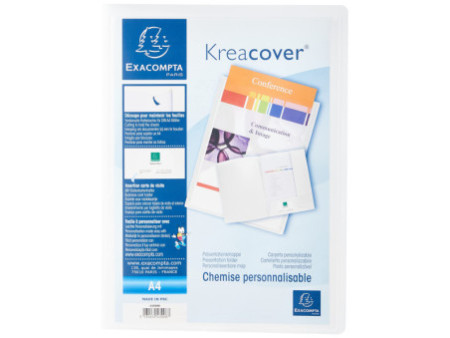 EXACOMPTA Chemise personnalisable Kreacover, PP, A4, blanc