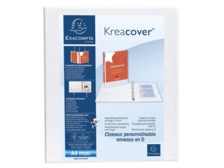 EXACOMPTA Classeur personnalisable Kreacover, A4 Maxi, blanc