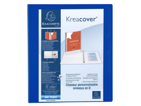 EXACOMPTA Classeur personnalisable Kreacover, A4 Maxi, bleu