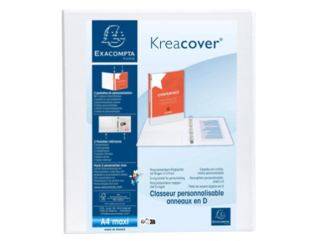EXACOMPTA Classeur personnalisable Kreacover, A4 Maxi, blanc