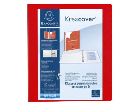 EXACOMPTA Classeur personnalisable Kreacover, A4 Maxi, rouge