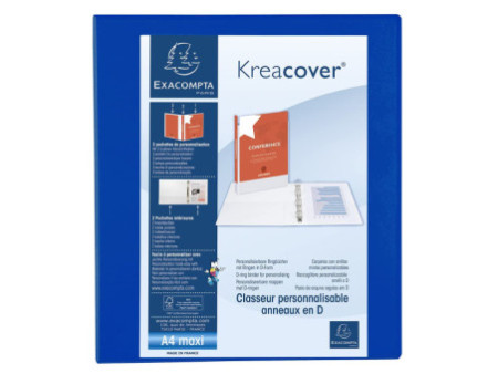 EXACOMPTA Classeur personnalisable Kreacover, A4 Maxi, bleu