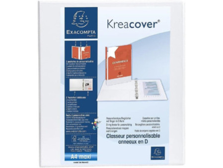 EXACOMPTA Classeur personnalisable Kreacover, A4 Maxi, blanc