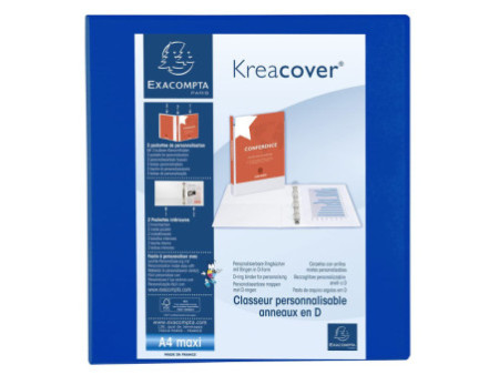 EXACOMPTA Classeur personnalisable Kreacover, A4 Maxi, bleu