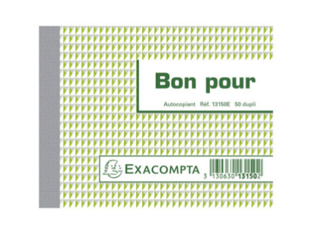 EXACOMPTA Manifold 'Bon pour', 105 x 135 mm, dupli