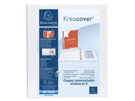 EXACOMPTA Classeur personnalisable Kreacover, A4 Maxi, blanc