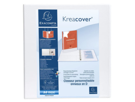 EXACOMPTA Classeur personnalisable Kreacover, A4 Maxi, blanc