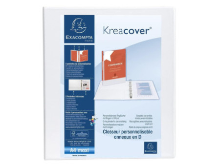 EXACOMPTA Classeur personnalisable Kreacover, A4 Maxi, blanc