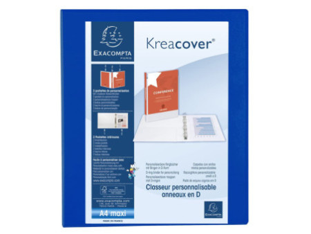 EXACOMPTA Classeur personnalisable Kreacover, A4 Maxi, bleu