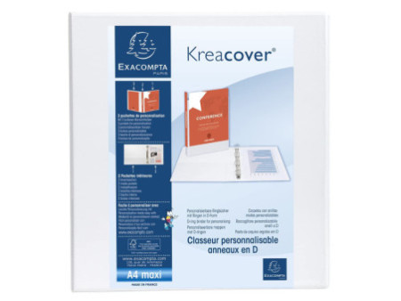 EXACOMPTA Classeur personnalisable Kreacover, A4 Maxi, blanc