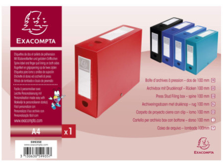 EXACOMPTA Boîte d'archives à pression, PP, 100 m, rouge