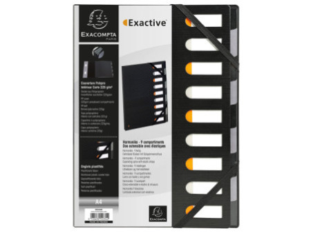 EXACOMPTA Trieur EXACTIVE, PP, 9 compartiments, noir