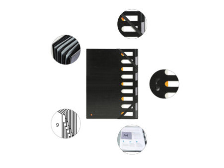 EXACOMPTA Trieur EXACTIVE, PP, 9 compartiments, noir