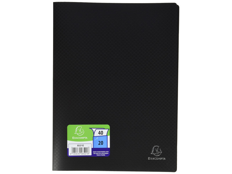 EXACOMPTA Protège-documents, A4, PP, 20 pochettes, noir