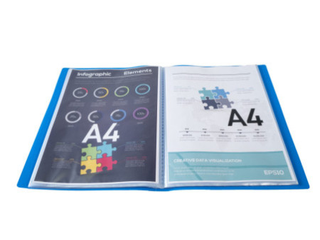 EXACOMPTA Protège-documents, A4, PP, 50 pochettes, bleu