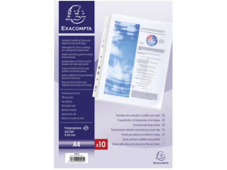 EXACOMPTA Pochettes perforées à soufflet, A4, PP