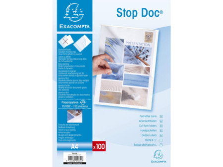 EXACOMPTA Pochettes coins Stop Doc, A4, PP 0,11 mm,