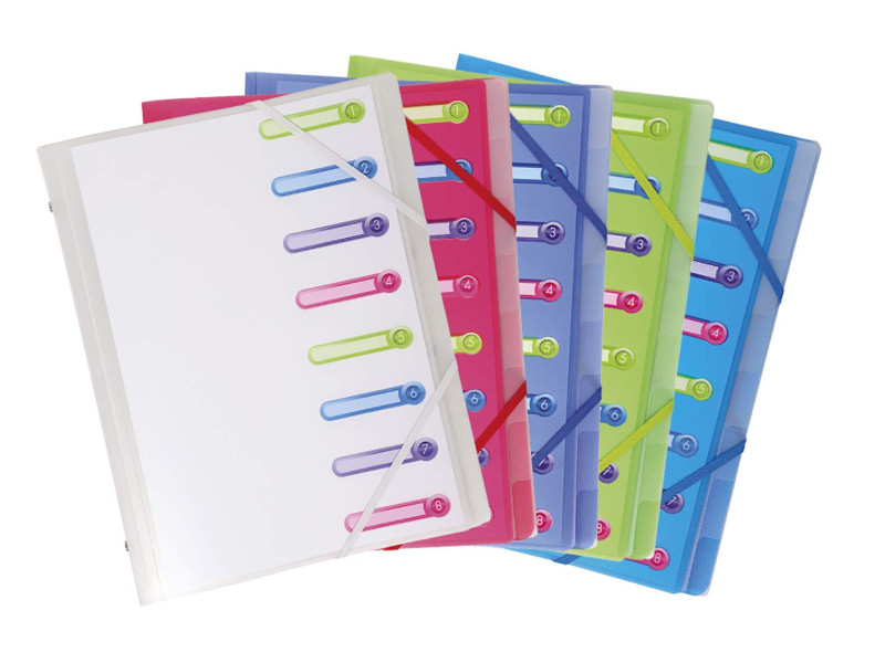 EXACOMPTA Trieur Chromaline, A4, PP, 8 compartiments,assorti