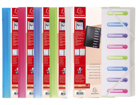 EXACOMPTA Trieur Chromaline, A4, PP, 8 compartiments,assorti