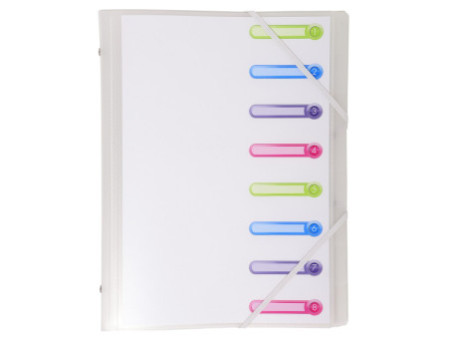 EXACOMPTA Trieur Chromaline, A4, PP, 8 compartiments,assorti