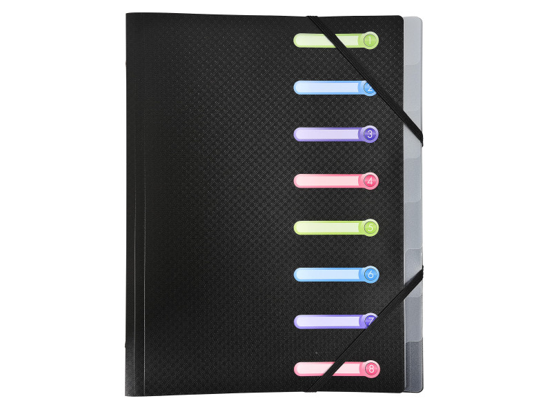 EXACOMPTA Trieur, A4, PP, 8 compartiments, noir