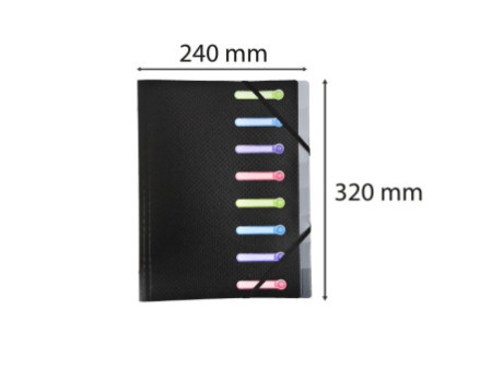 EXACOMPTA Trieur, A4, PP, 8 compartiments, noir
