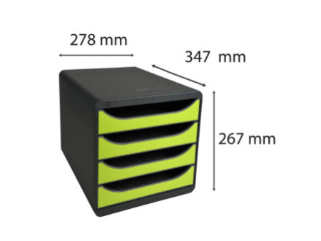 EXACOMPTA Module de classement BIG-BOX, 4 tiroirs, vert anis