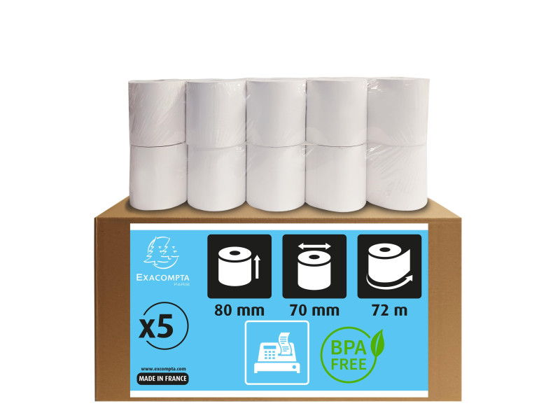 EXACOMPTA Bobines thermiques pour caisses, 80 mm x 72 m