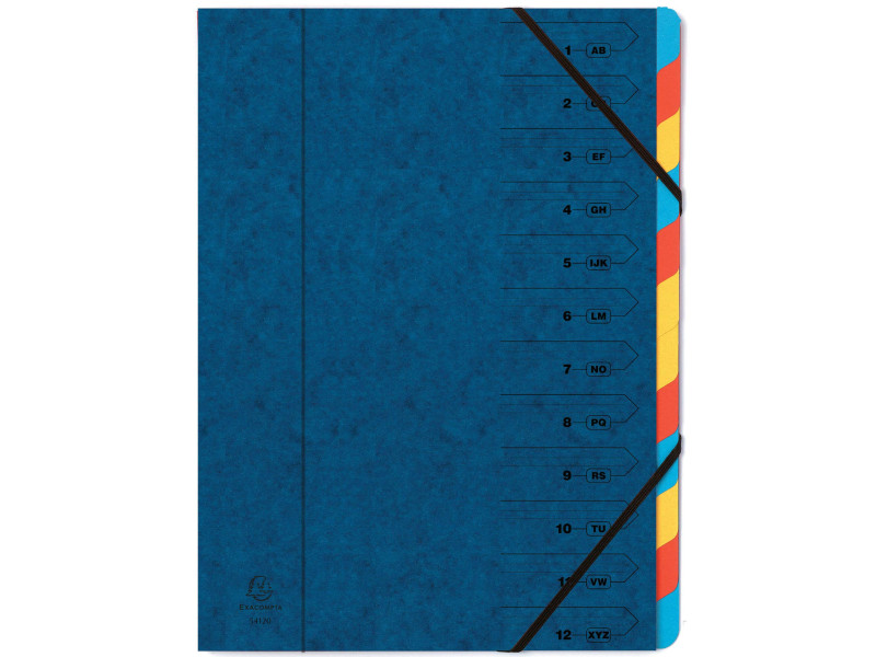 EXACOMPTA Trieur, A4, carton, 12 compartiments, bleu