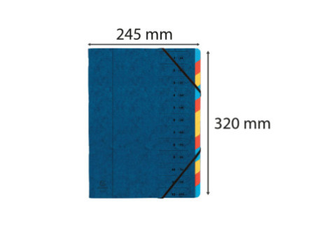 EXACOMPTA Trieur, A4, carton, 12 compartiments, bleu