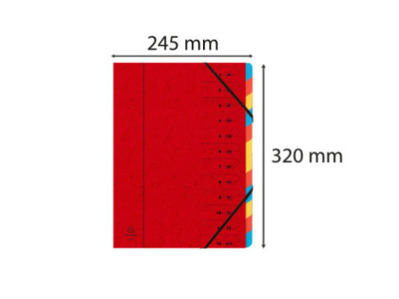 EXACOMPTA Trieur, A4, carton, 12 compartiments, rouge