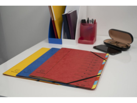 EXACOMPTA Trieur, A4, carton, 12 compartiments, rouge