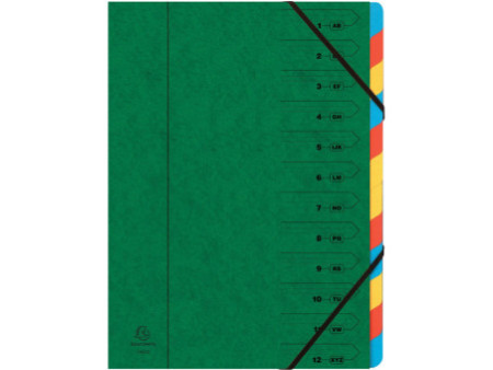 EXACOMPTA Trieur, A4, carton, 12 compartiments, vert