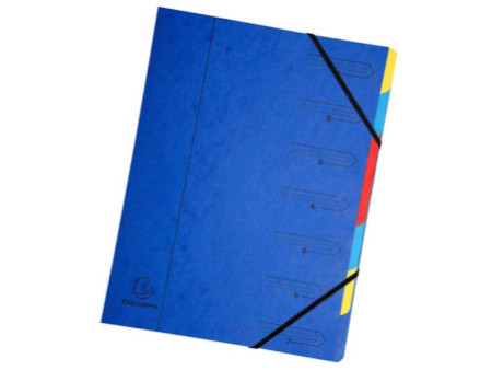 EXACOMPTA Trieur, A4, carton, 7 compartiments, bleu