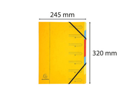 EXACOMPTA Trieur, A4, carton, 7 compartiments, jaune