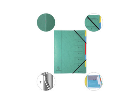 EXACOMPTA Trieur, A4, carton, 7 compartiments, vert